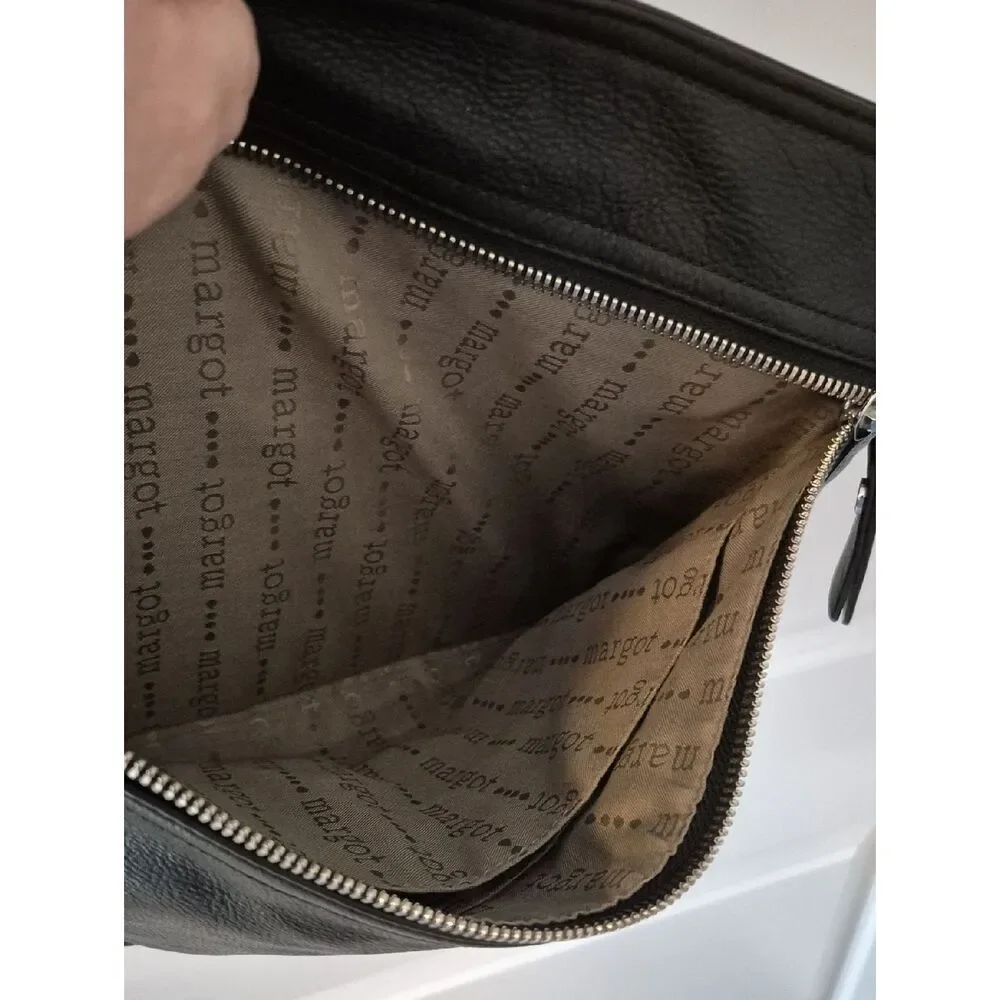 Margot Anthropologie Black Leather Slim Crossbody Bag